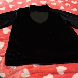 Black Velvet Cap Sleeve Deep V Keyhole Top